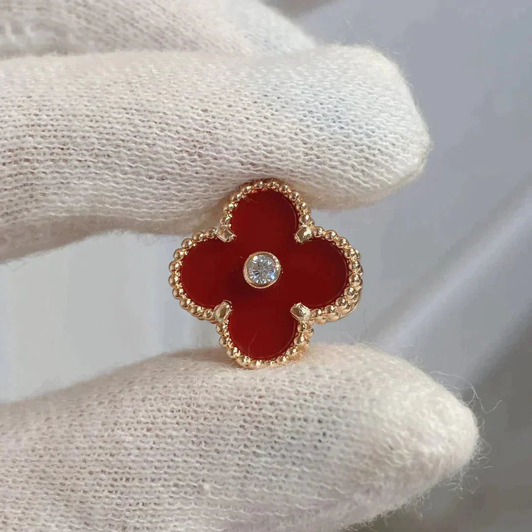 [Stars Jewelry]CLOVER MEDIUM 1 MOTIFS CARNELIAN  DIAMOND earrings