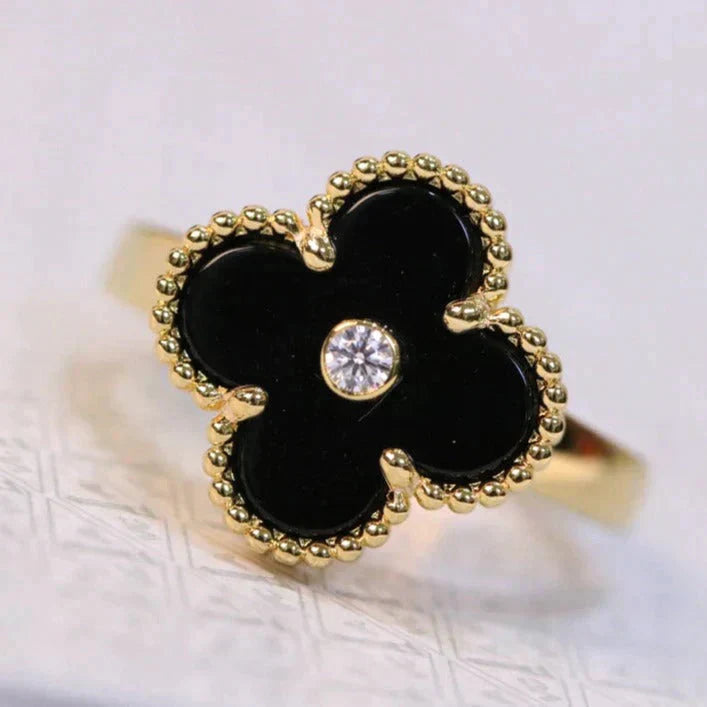[Stars Jewelry]CLOVER ONYX RING GOLD DIAMOND