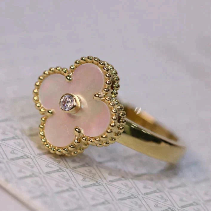 [Stars Jewelry]CLOVER PINK MOP RING GOLD DIAMOND
