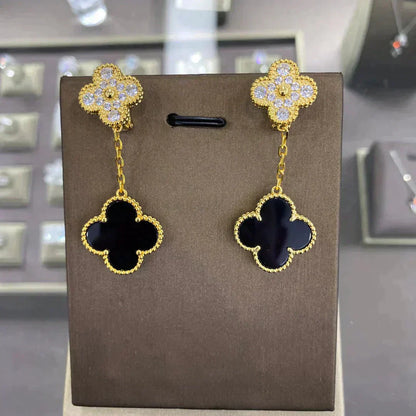 [Stars Jewelry]CLOVER  2 MOTIFS  DIAMOND  EARRINGS (MULTIPLE CHOICESç´