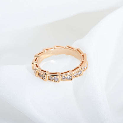 [Stars Jewelry]SERPENTI RING PINK GOLD DIAMOND PAVED 3MM