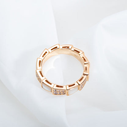 [Stars Jewelry]SERPENTI RING PINK GOLD MOP DIAMOND PAVED 4MM
