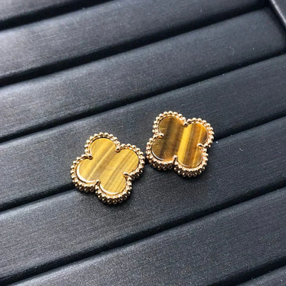 [Stars Jewelry]CLOVER MEDIUM 1 MOTIFS TIGER EYE EARRINGS