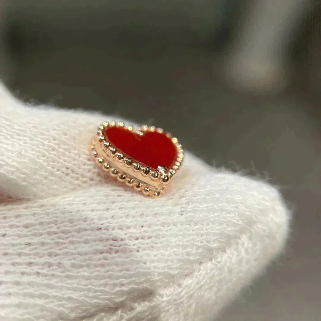 [Stars Jewelry]HEART CARNELIAN STUD EARRINGS