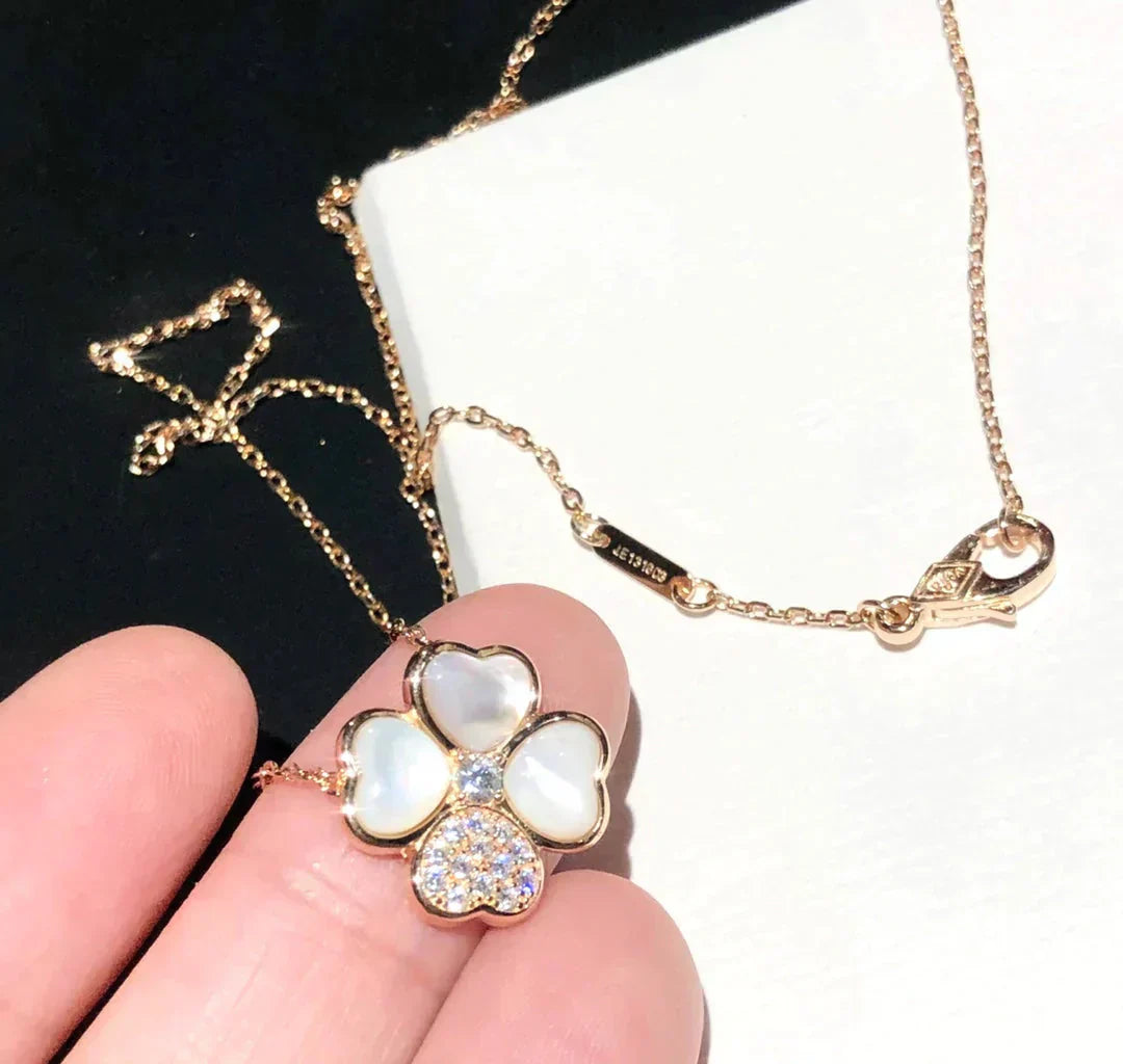 [Stars Jewelry]CLOVER MOP DIAMOND ROSE GOLD NECKLACE