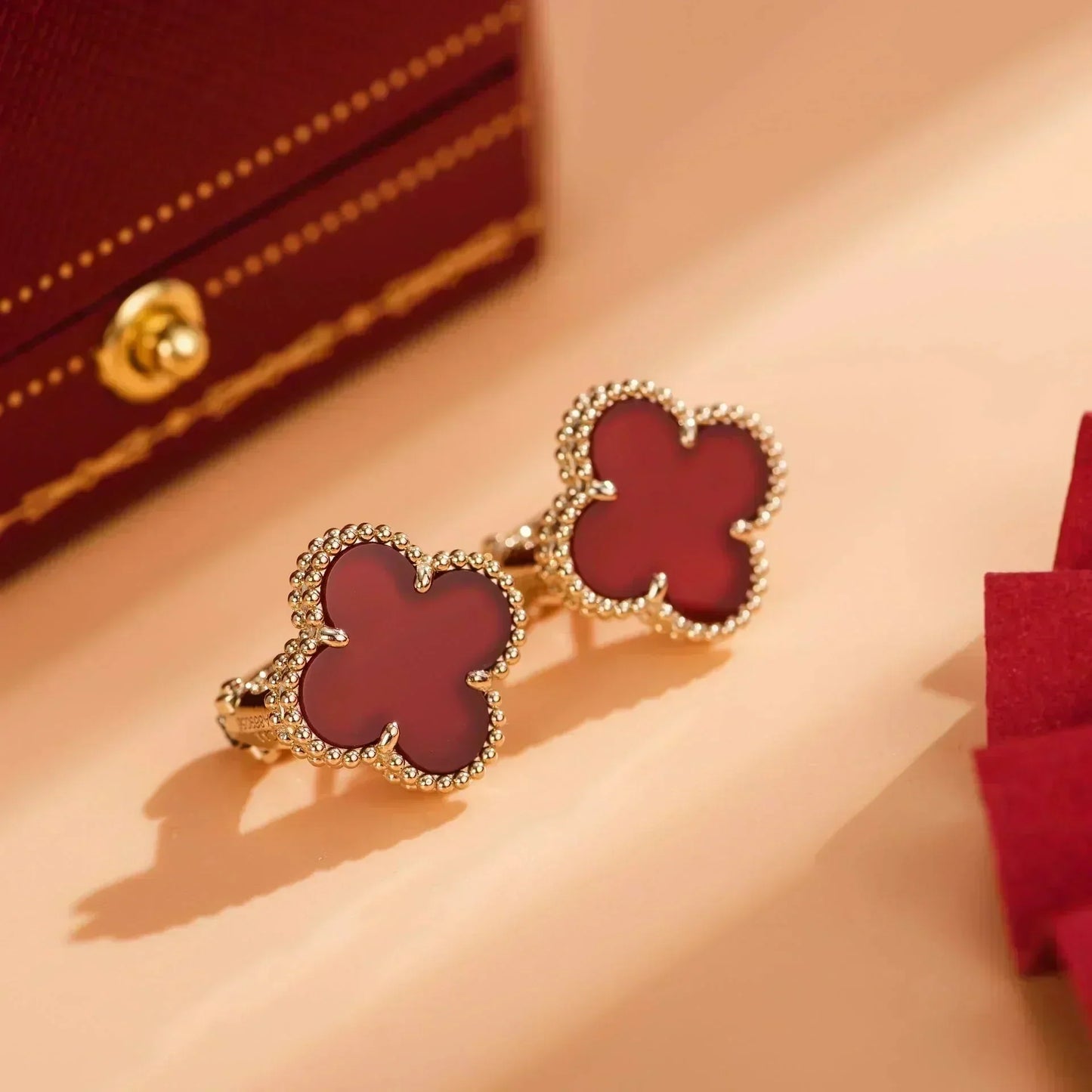 [Stars Jewelry]CLOVER MEDIUM 1 MOTIFS CARNELIAN  EARRINGS