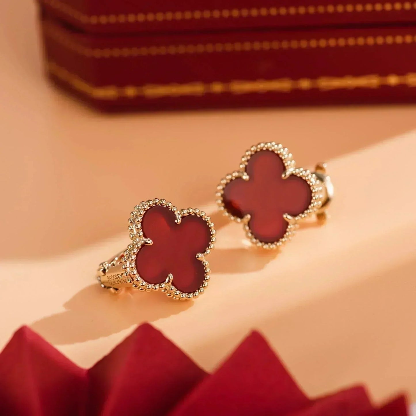 [Stars Jewelry]CLOVER MEDIUM 1 MOTIFS CARNELIAN  EARRINGS