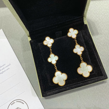 [Stars Jewelry]CLOVER MOP 3 MOTIFS GOLD EARRINGS