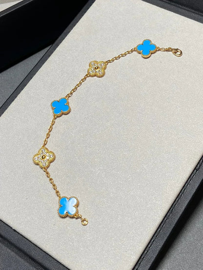 [Stars Jewelry] CLOVER 5 MOTIF BLUE AGATE BRACELET COLLECTION