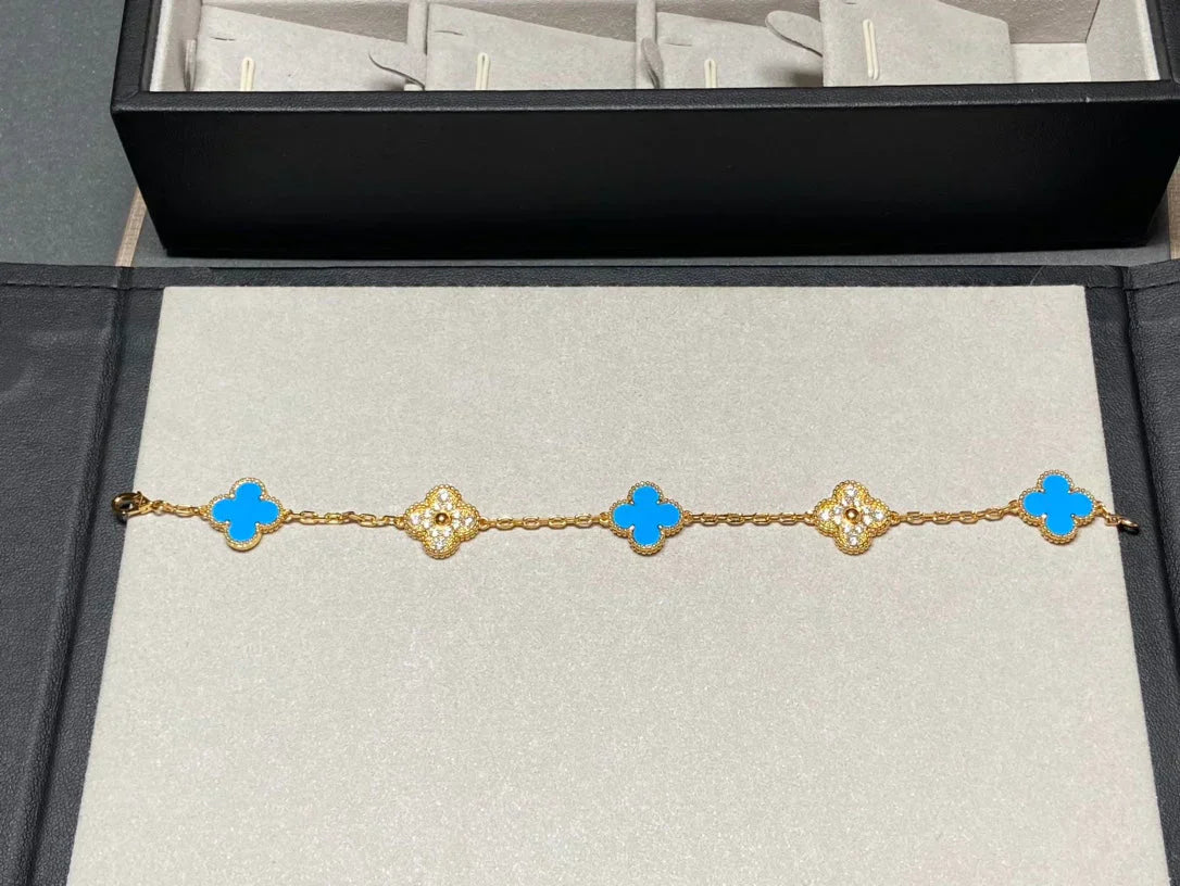 [Stars Jewelry] CLOVER 5 MOTIF BLUE AGATE BRACELET COLLECTION