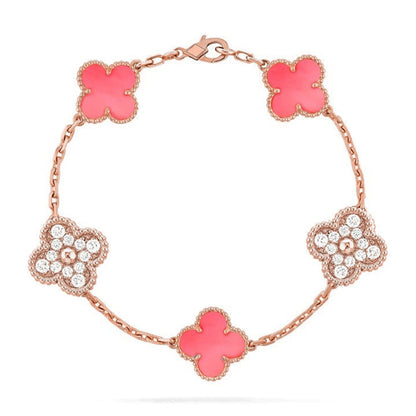 [Stars Jewelry] CLOVER 5 MOTIFS  PINK MOP BRACELET COLLECTION