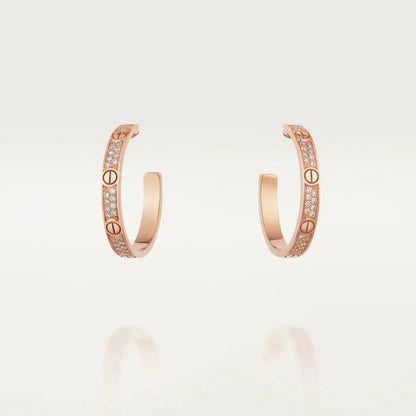 [Stars Jewelry]LOVE DIAMOND PINK GOLD HOOP EARRINGS