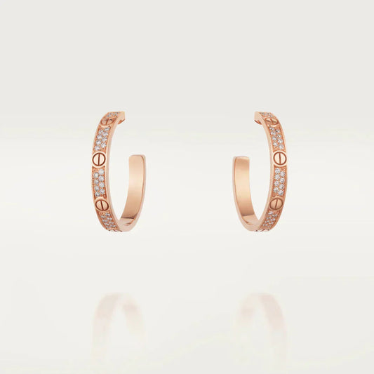 [Stars Jewelry]LOVE DIAMOND PINK GOLD HOOP EARRINGS