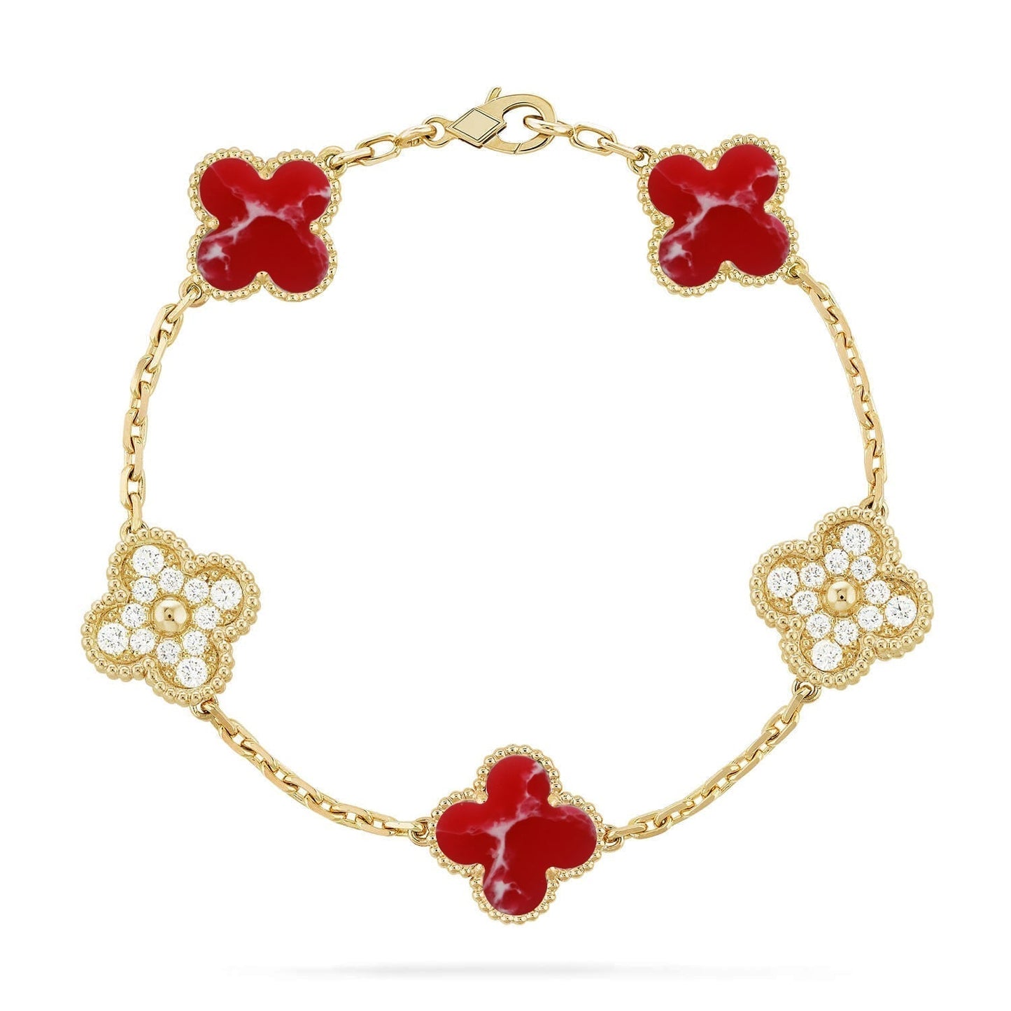 [Stars Jewelry]CLOVER 5 MOTIF RED PATTERN BRACELET COLLECTION