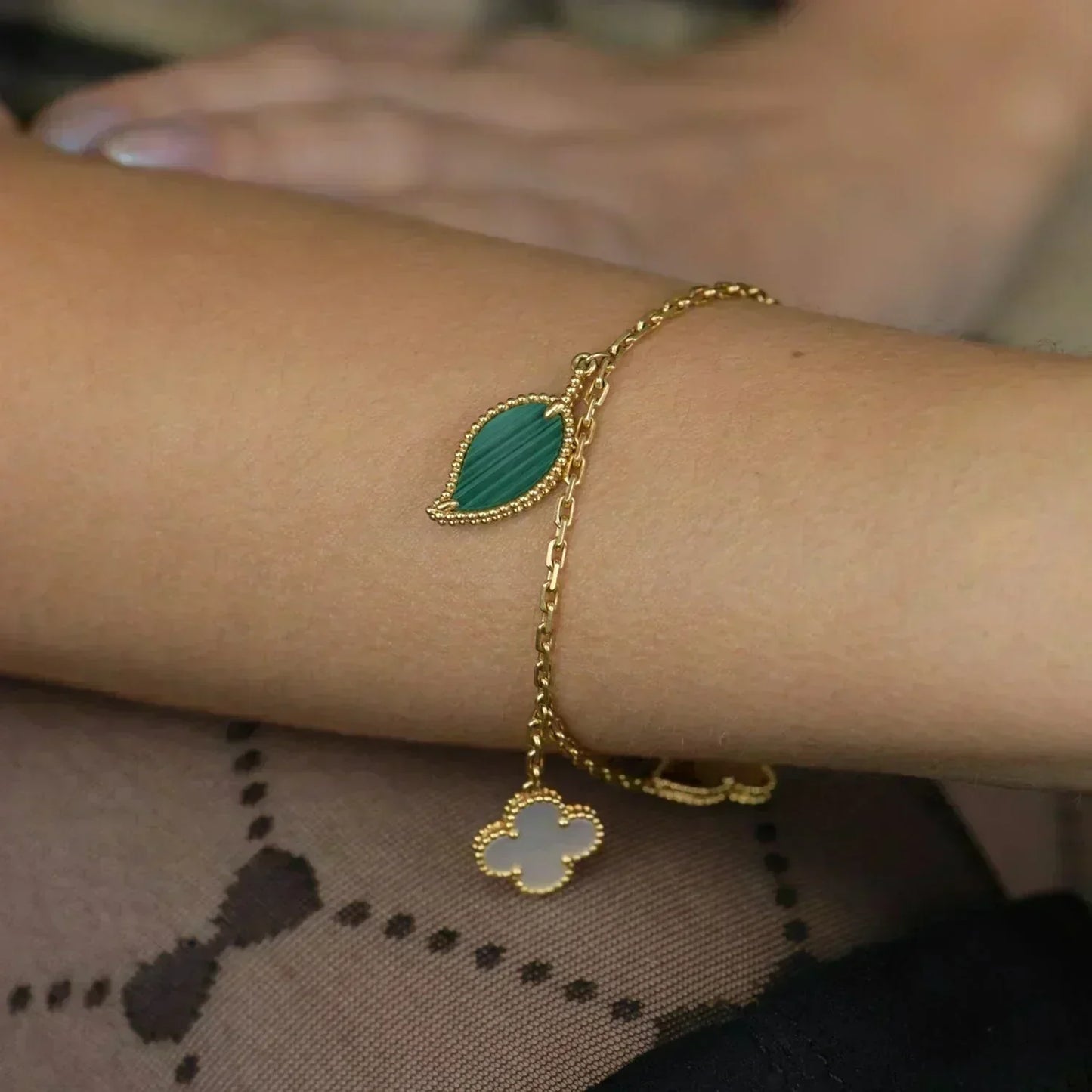 [Stars Jewelry]LUCKY SPRING 5 MOTIF GOLD BRACELET