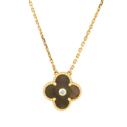 [Stars Jewelry]CLOVER 15MM DIAMOND AND MOTHER-OF-GREY NECKLACE