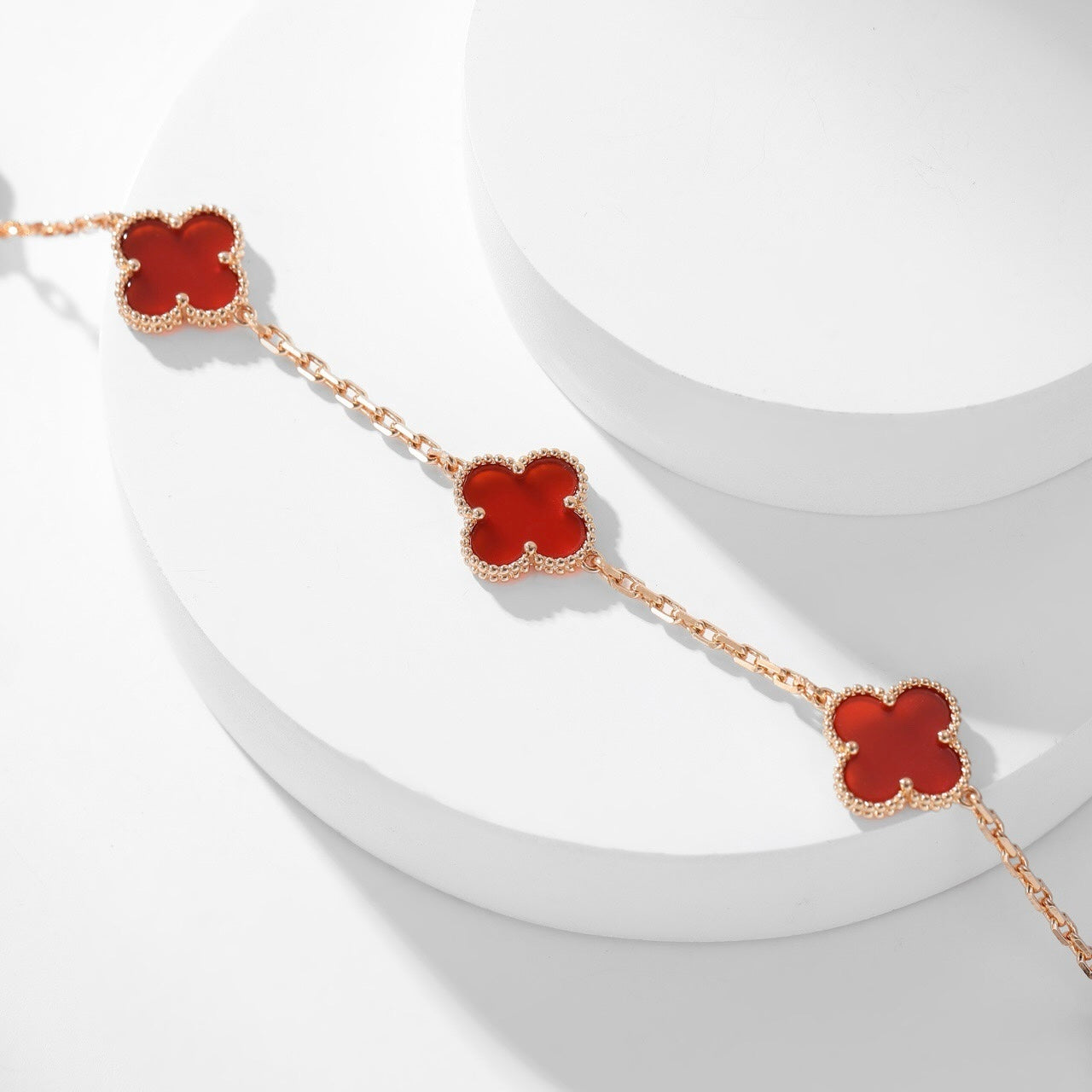 [Stars Jewelry]CLOVER 10 MOTIFS CARNELIAN NECKLACE