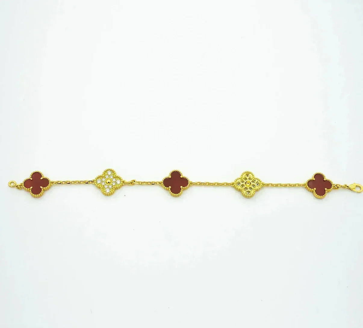 [Stars Jewelry] CLOVER 5 MOTIF RED CORNELIAN BRACELET COLLECTION