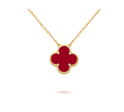 [Stars Jewelry]CLOVER 15MM CARNELIAN SINGLE FLOWER NECKLACE