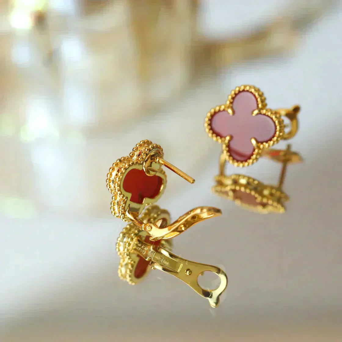 [Stars Jewelry]CLOVER MEDIUM 1 MOTIFS CARNELIAN  EARRINGS