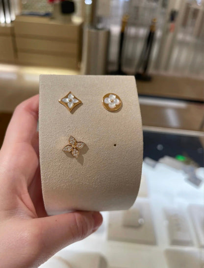 [Stars Jewelry]STAR BLOSSOM STUD EARRINGS PINK GOLD DIAMONDS