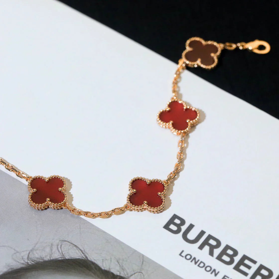 [Stars Jewelry] CLOVER 5 MOTIF RED CORNELIAN BRACELET COLLECTION