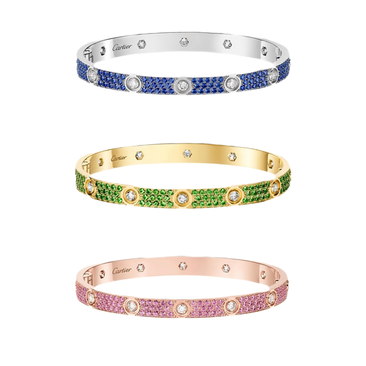 [Stars Jewelry]2026 PAVE GEMSTONE LOVE BRACELET 6.1MM 10 DIAMONDS