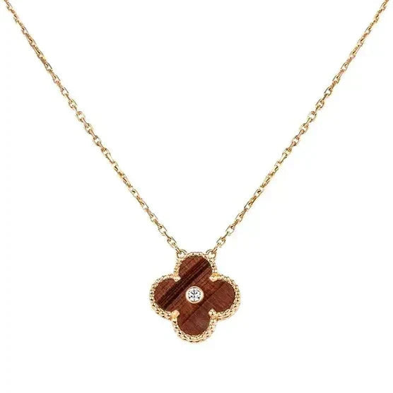 [Stars Jewelry]CLOVER 15MM DIAMOND AND YELLOW TIGER'S EYE AGATE necklace