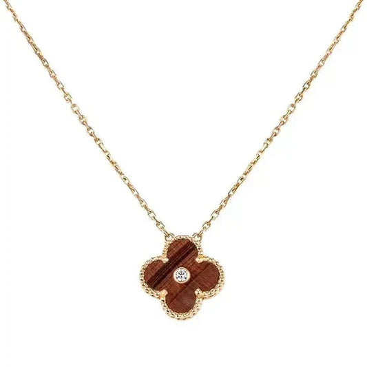 [Stars Jewelry]CLOVER 15MM DIAMOND AND YELLOW TIGER'S EYE AGATE necklace