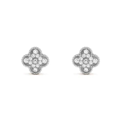 [Stars Jewelry]CLOVER 1 MOTIFS DIAMOND STUD EARRINGS SILVER