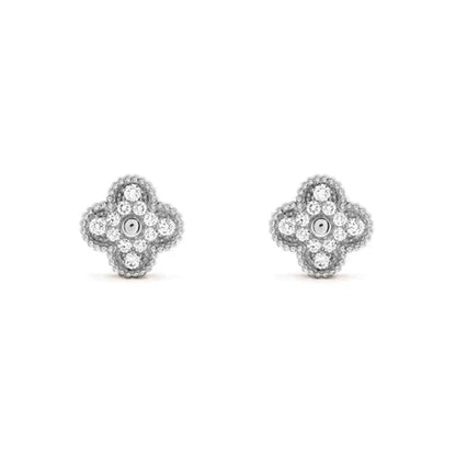 [Stars Jewelry]CLOVER 1 MOTIFS DIAMOND STUD EARRINGS SILVER