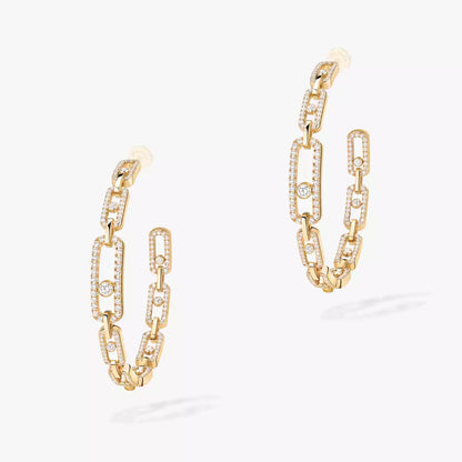 [[Stars Jewelry]Move Link Diamond Hoop Earrings