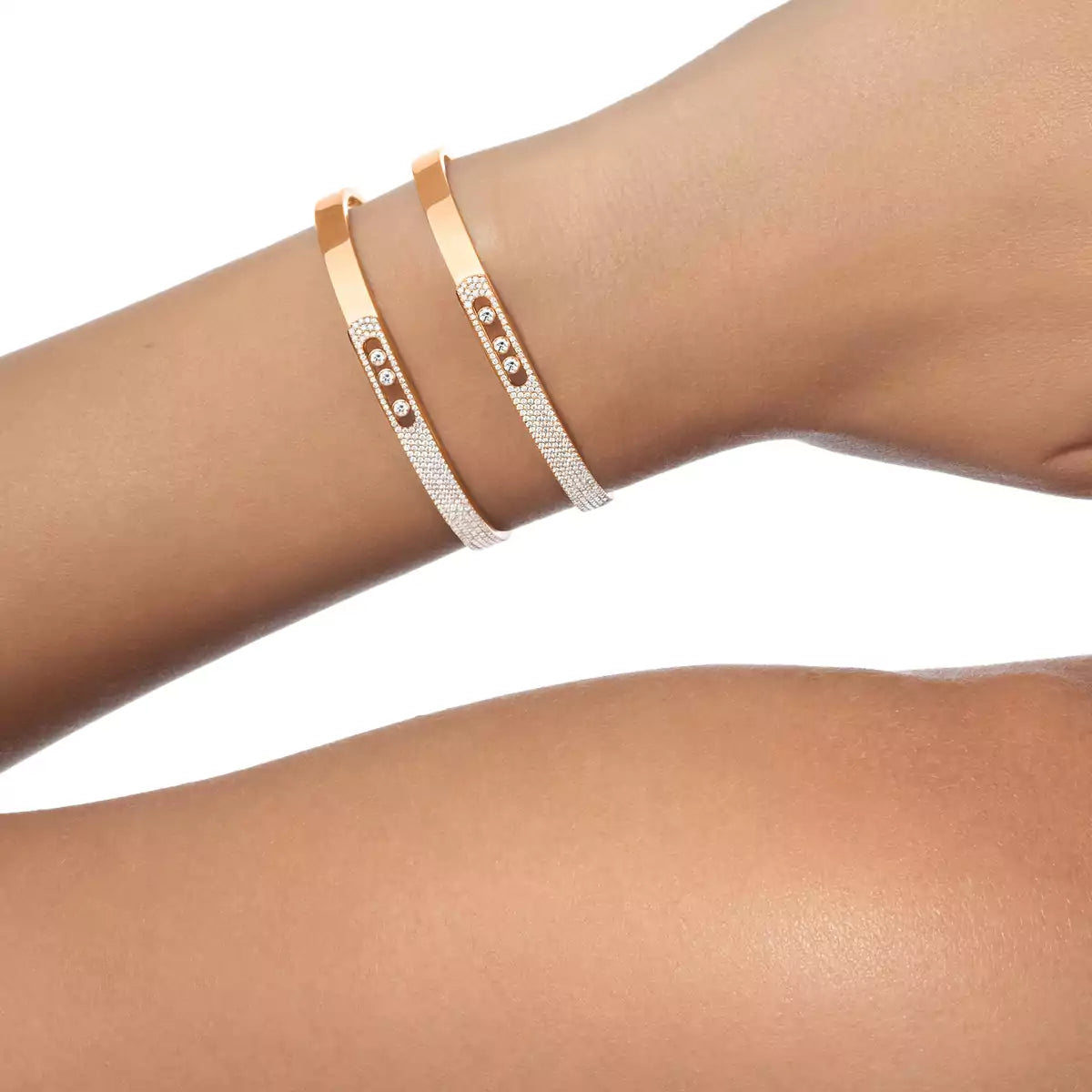 [Stars Jewelry]Move Noa Rose Gold Pavé Diamond Bangle Bracelet