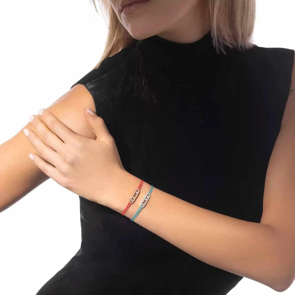 [Stars Jewelry]MK Care(s) pink cord pavé bracelet