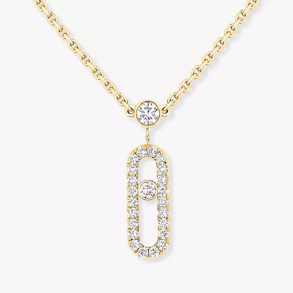 [Stars Jewelry]2 Rows Rose Gold Diamond Pave_ Necklace Move Uno