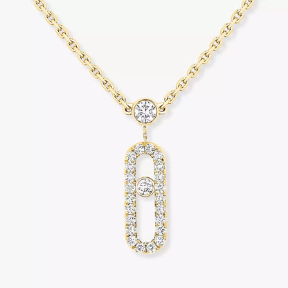 [Stars Jewelry]2 Rows Rose Gold Diamond Pave_ Necklace Move Uno