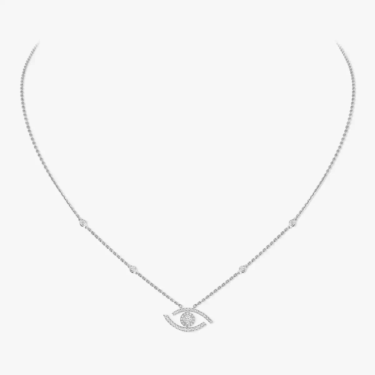 [Stars Jewelry]Pave_ Diamond Necklace Lucky Eye