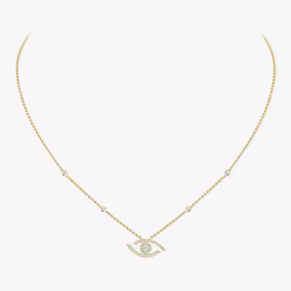 [Stars Jewelry]Pave_ Diamond Necklace Lucky Eye