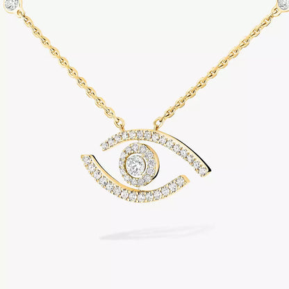 [Stars Jewelry]Pave_ Diamond Necklace Lucky Eye
