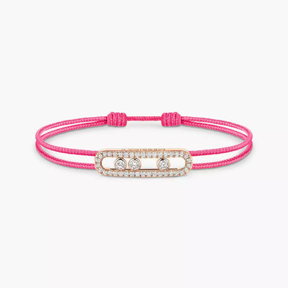 [Stars Jewelry]MK Care(s) pink cord pavé bracelet