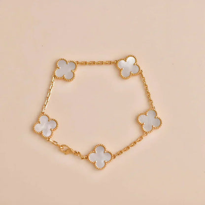 [Stars Jewelry]CLOVER WHITE PEARL MOP 5 MOTIF BRACELET COLLECTION