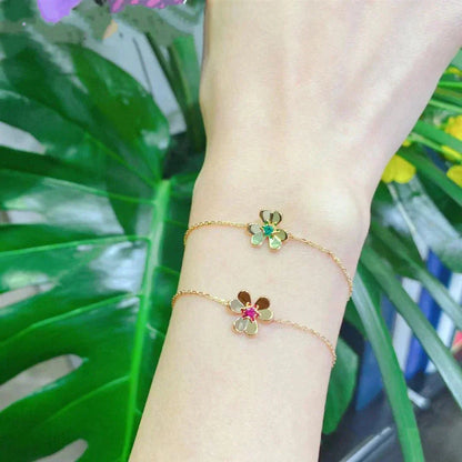 [Stars Jewelry]FRIVOLE GOLD FLOWER PINK MALACHITE BRACELET