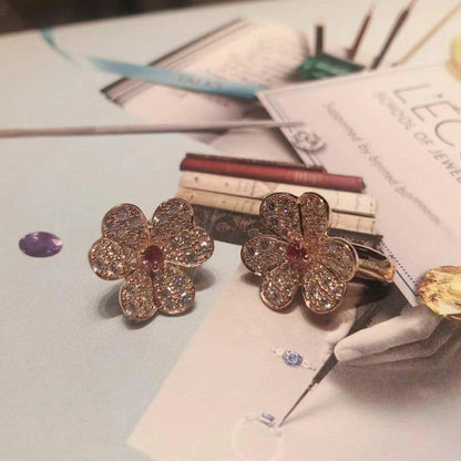[Stars Jewelry]FRIVOLE PINK GOLD FLOWER DIAMOND EARRINGS