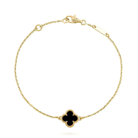 [Stars Jewelry]CLOVER ONYX SINGLE FLOWER BRACELET