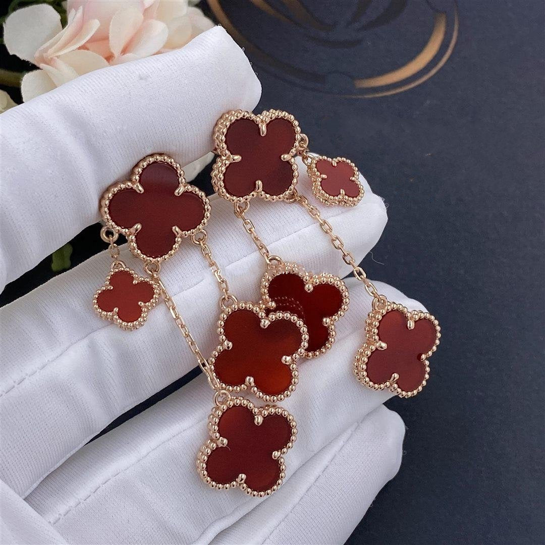 [Stars Jewelry]CLOVER EARRINGS CARNELIAN 4 MOTIFS PINK GOLD