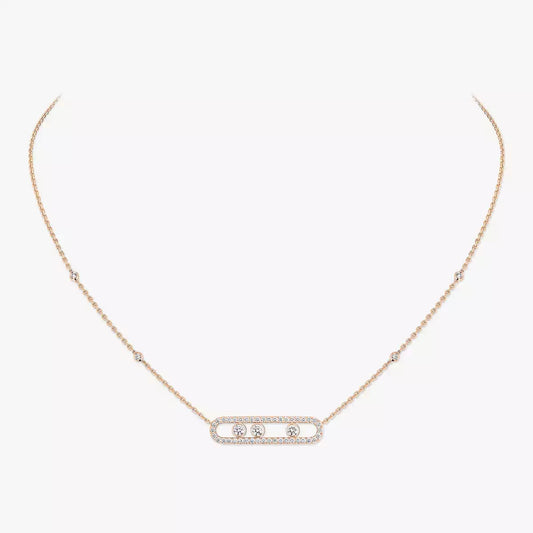 [Stars Jewelry] Move Pave_ Rose Gold Diamond Necklace
