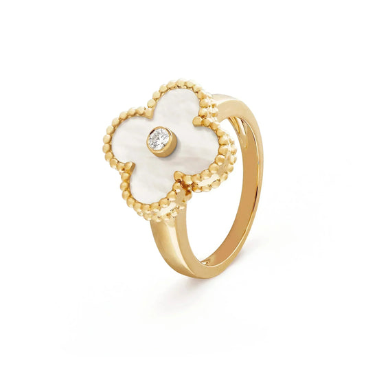 [Stars Jewelry]CLOVER PINK MOP RING GOLD DIAMOND